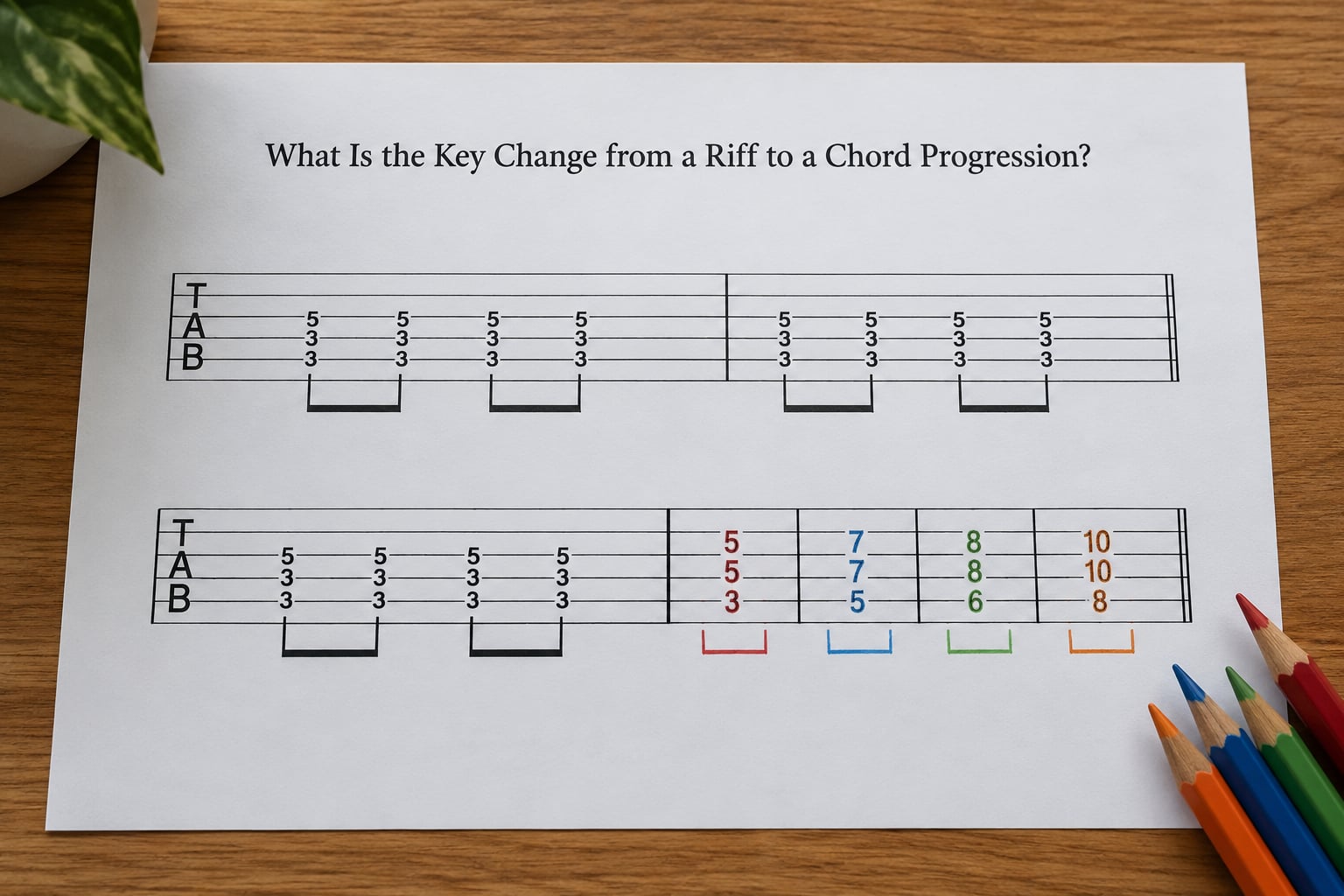 What Is the Key Change from a Riff to a Chord Progression?