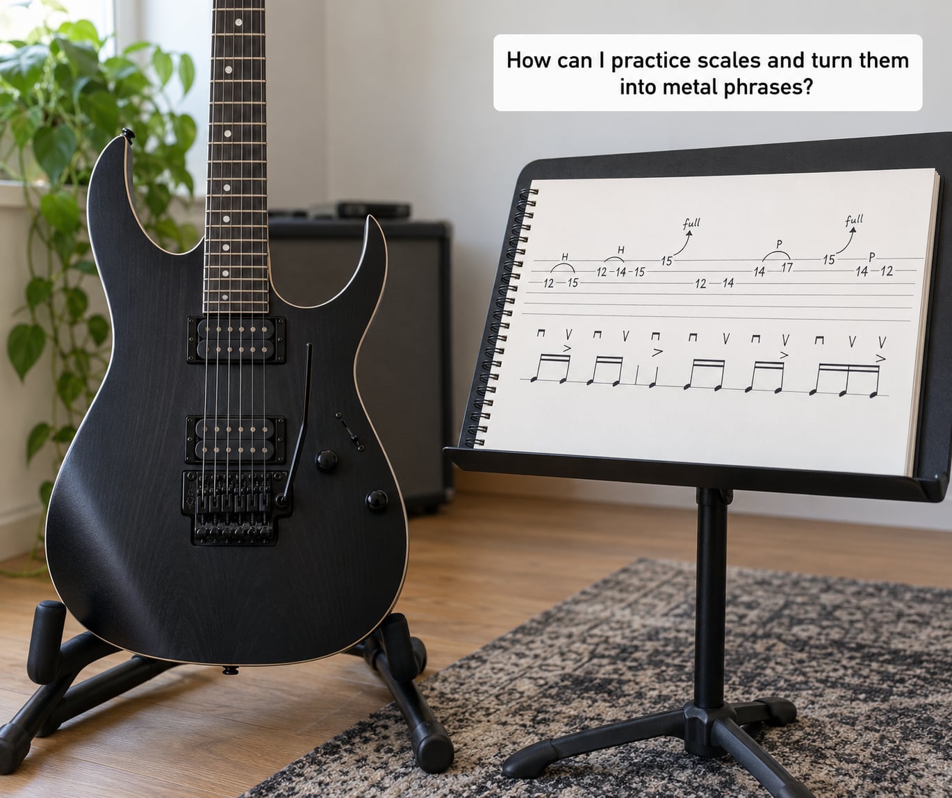 How can I practice scales and turn them into metal phrases?