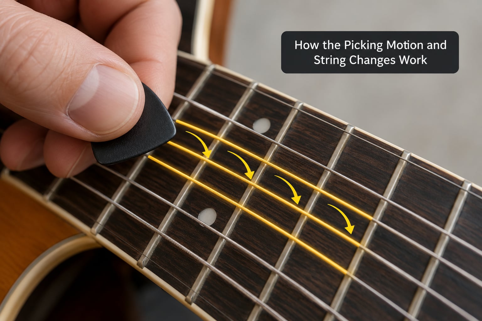 How the Picking Motion and String Changes Work
