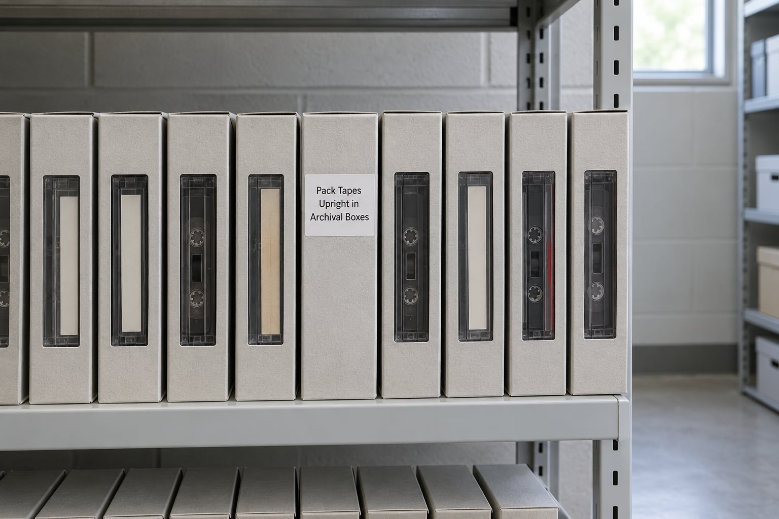 Pack Tapes Upright in Archival Boxes
